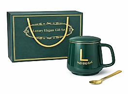 Set cadou cu cana, capac si lingurita HH04065 smarald