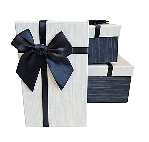 Set cutie pentru cadou HH03447, 3 bucati, alb-albastru inchis