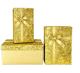 Набор коробок подарочных (3шт) HH04244 золотистый