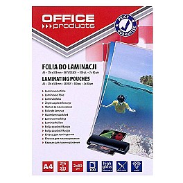 Pelicula pentru laminare OFFICE PRODUCTS 20325415-90, A4, 80 mkm, lucioasa, transparenta, 100 foi