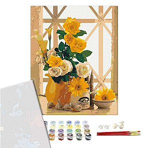 Pictura pe numere 40x50cm Brushme BS51402 Natura statica galbena, fara cutie