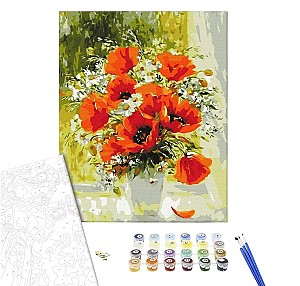 Pictura pe numere 40x50cm Brushme BS51975 Buchet de cimp in ulei, fara cute