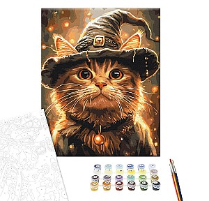 Pictura pe numere 40x50cm Brushme BS54184 Pisica magician, fara cutie