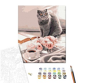 Pictura pe numere 40x50cm Brushme BS51927 Pisica britanica preferata, fara cutie