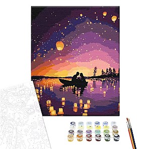 Pictura pe numere 40x50cm Brushme BS51809 Intilnire la lumina felinarelor ceresti, fara cutie