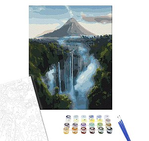 Pictura pe numere 40x50cm Brushme BS31413 Cascada linga munti, fara cutie
