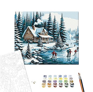 Pictura pe numere 40x50cm Brushme BS53846 Vacanta de iarna, fara cutie