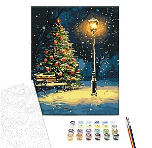 Pictura pe numere 40x50cm Brushme BS54191 Dansul nocturn al fulgilor de zapada, fara cutie