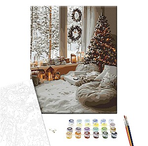 Pictura pe numere 40x50cm Brushme BS54189 Magia unei zile de iarna, fara cutie