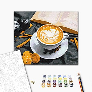 Pictura pe numere 40x50cm Brushme BS52634 Cafea cu aroma de scortisoara, in cutie