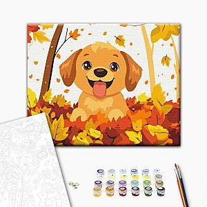 Pictura pe numere 30x40cm Brushme KBS0173 Catelus fericit, fara cutie