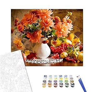 Pictura pe numere 40x50cm Brushme BS52222 Natura statica de toamna, in cutie