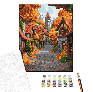 Pictura pe numere 40x50cm Brushme BS54183 Peisaj de octombrie, in cutie