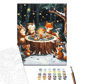 Pictura pe numere 40x50cm Brushme BS54211 Petrecere cu ceai de iarna, in cutie