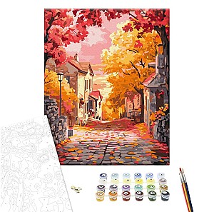 Pictura pe numere 40x50cm Brushme BS54177 Apus de toamna, in cutie