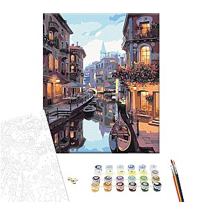 Pictura pe numere 40x50cm Brushme BS7673 Canal in Venetia, in cutie