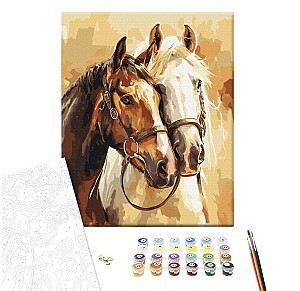 Pictura pe numere 40x50cm Brushme BS54019 Cai nobili, in cutie