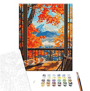 Pictura pe numere 40x50cm Brushme BS54392 Dimineata de toamna cu vedere la munte, in cutie