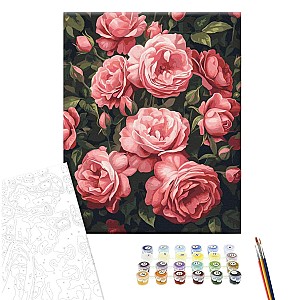 Pictura pe numere 40x50cm Brushme BS54275 Arbustul de bujori parfumati, in cutie