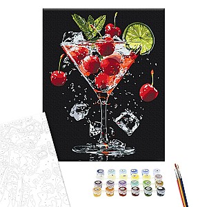 Картина по номерам 40x50см Brushme BS54151 Вишни в бокале, в коробке