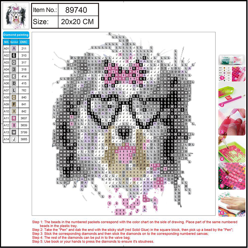 Mozaic cu diamante 5D 20x20cm Centrum Dog 80870