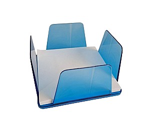 Suport pentru hirtie de notite KIP 9x9x4,5 cm, albastru-transparent