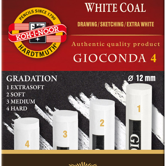 Carbune pentru desen Koh-I-Noor 4 bucati alb 8692