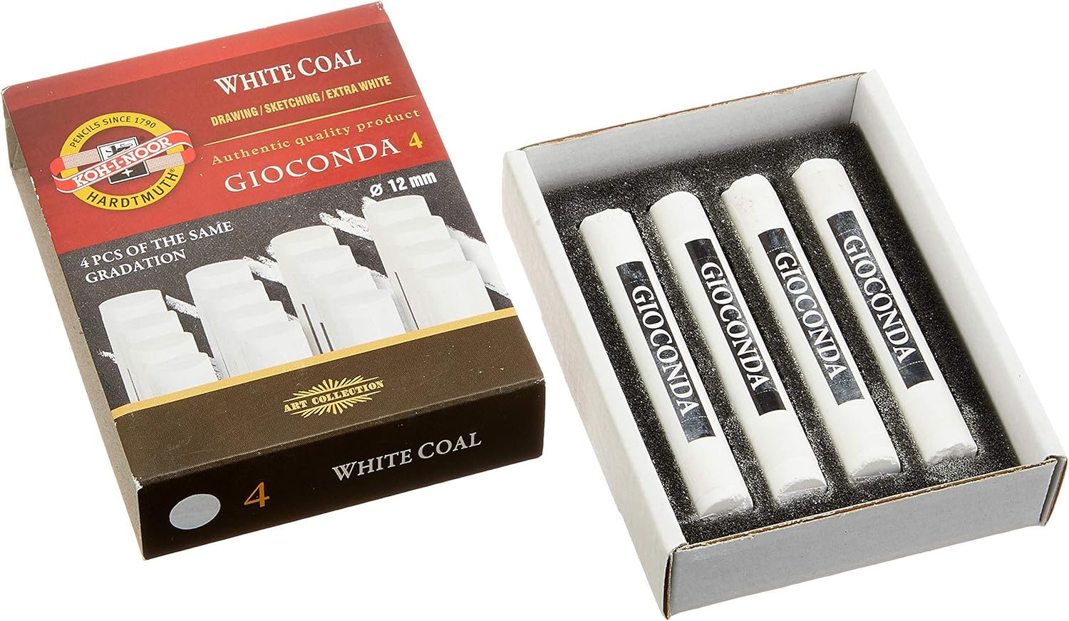 Carbune pentru desen Koh-I-Noor 4 bucati alb 8692