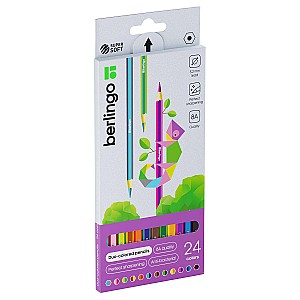 Creioane colorate Berlingo SS03924, hexagonale, duble, 12 bucati , 24 culori