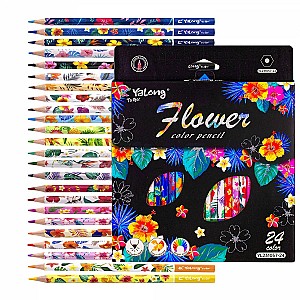 Creioane colorate Yalong 231057-24YL, hexagonale, 24 culori