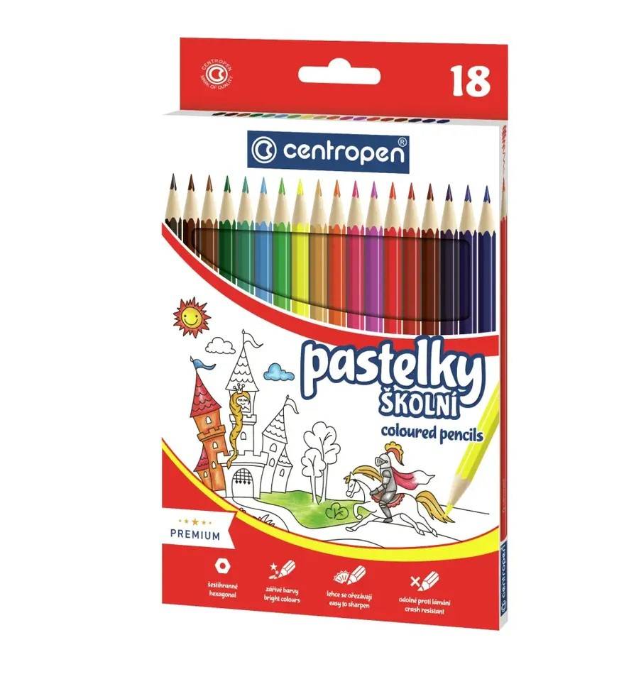 Creioane colorate Centropen 18 culori 9521/18, triunghiulare