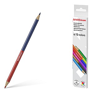 Creioane colorate ErichKrause 12 culori 50530 Bicolor, duble, triunghiulare