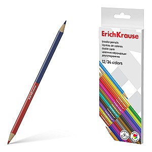 Creioane colorate ErichKrause 24 culori 50531 Bicolor, duble, triunghiulare
