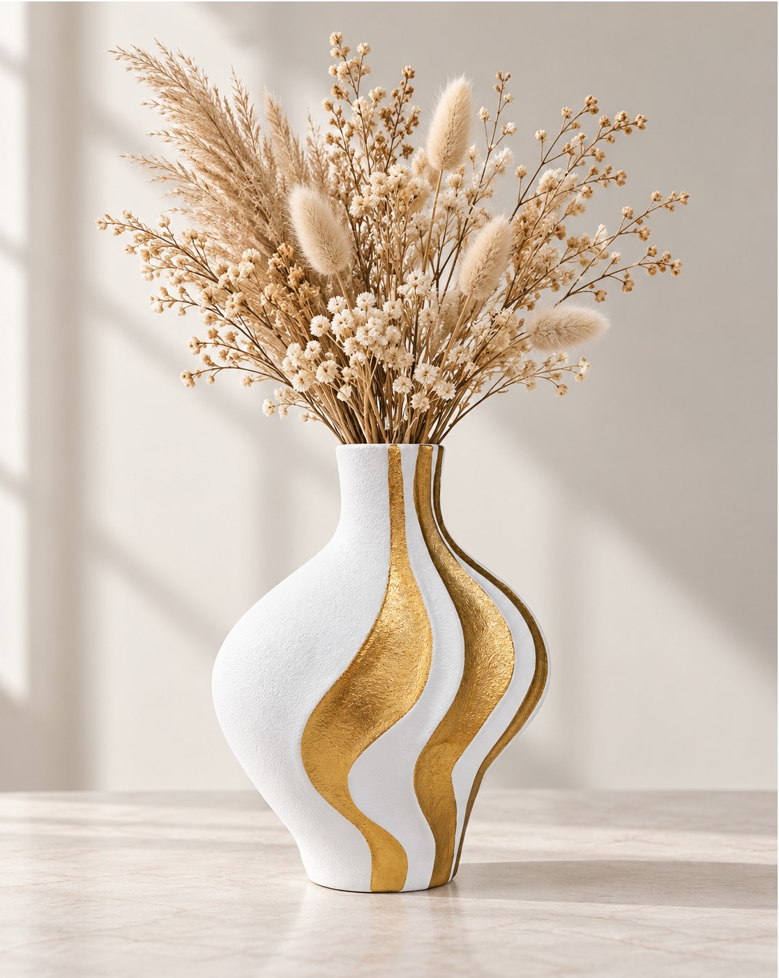 Vaza din ceramica 20 cm HH04334 platina+aur